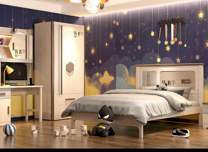Children's room youth room set bed wardrobe bedside table desk 4 pieces